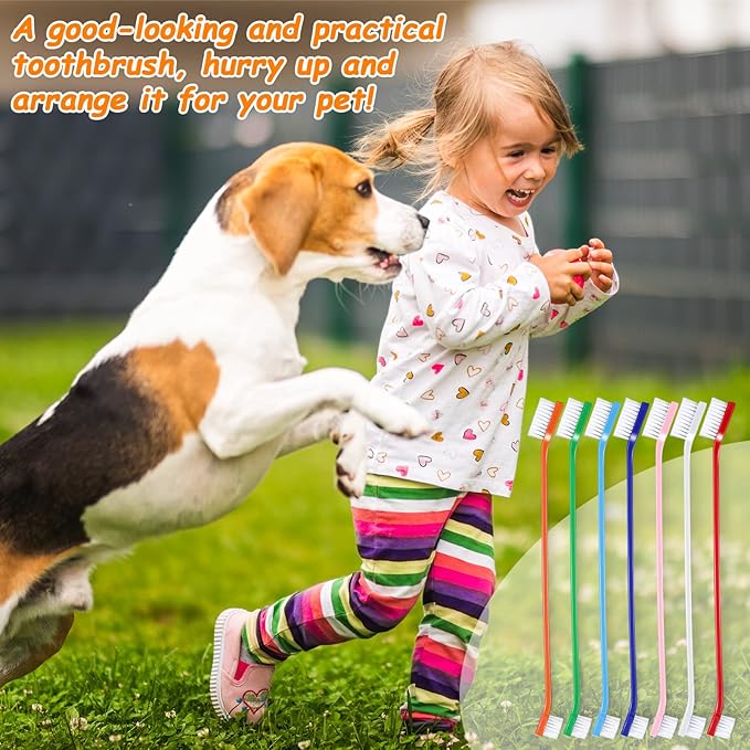 Honeydak Dog Toothbrush Bulk Dual Headed Dental Brushes Dogs Tooth Brushing Kit Long Handle Pet Tooth Brush for Puppy Large Small Cats and Most Pets Teeth Cleaning Dental Supplies(70 Pcs,Colorful)