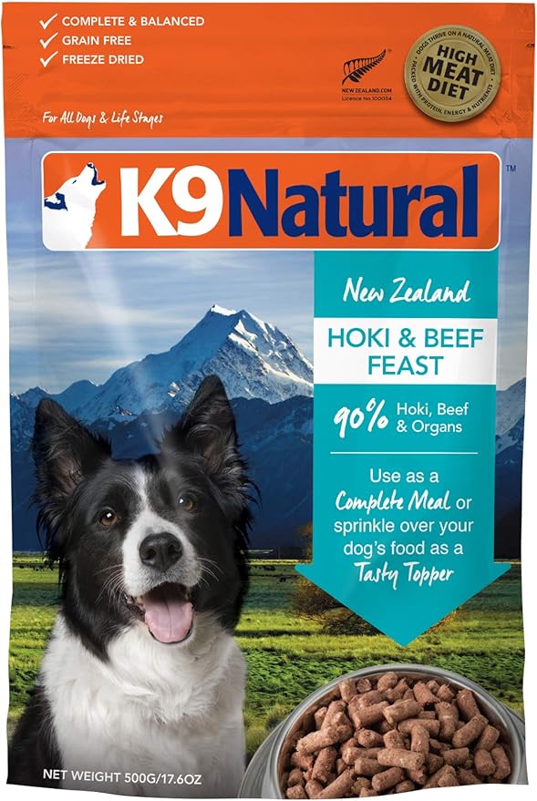 K9 Natural - Grain Free Freeze Dried Dog Food - Hoki & Beef, 17.6oz