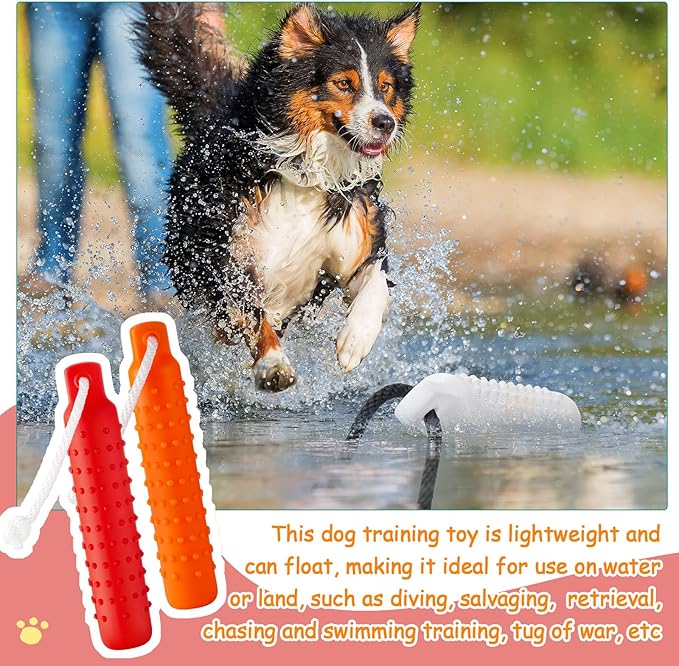 4 Pcs Dog Float Bumper Toy Training Bumper, Water Toys Dummy Outdoor 11 x 2 Inch Puppy Lightweight for Float on The Water Pool Fetch for Small, Medium, Large Dogs(Orange and Red)