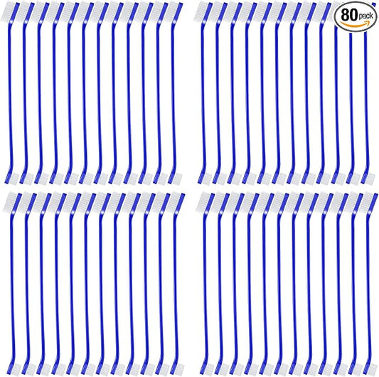 Honeydak Dog Toothbrush Bulk Dual Headed Dental Brushes Dogs Tooth Brushing Kit Long Handle Pet Tooth Brush for Puppy Large Small Cats and Most Pets Teeth Cleaning Dental Supplies(80 Pcs,Dark Blue)
