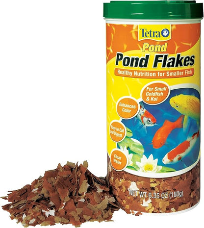 TetraPond Pond Flakes, Complete Nutrition for Smaller Pond Fish, Fish Food for Goldfish and Koi Fish, 6.35 Ounces