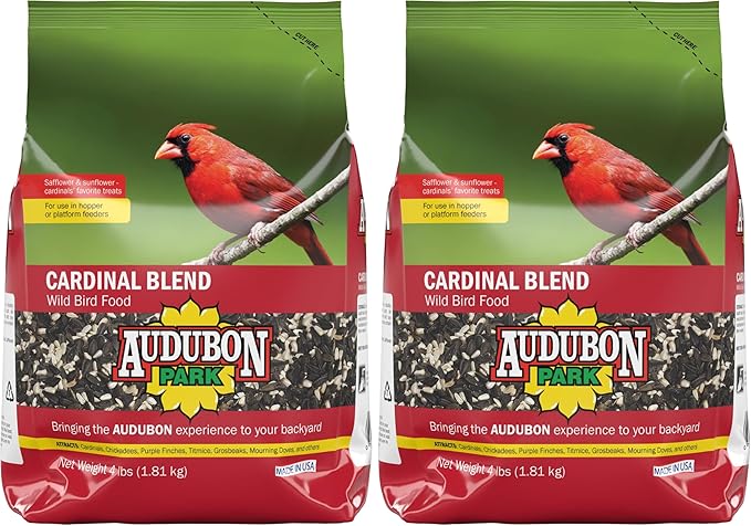 Audubon Park Cardinal Blend Wild Bird Food, Cardinal Bird Seed for Outside Feeders, 4-Pound Bag (Pack of 2)