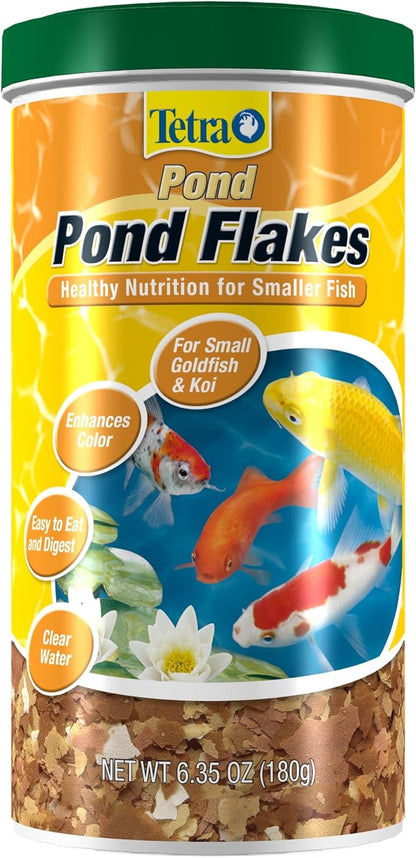 TetraPond Pond Flakes, Complete Nutrition for Smaller Pond Fish, Fish Food for Goldfish and Koi Fish, 6.35 Ounces
