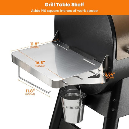 Stanbroil Stainless Grill Side Shelf, Fits Traeger Pro 22, Pro 34, Pro 575, Pro 780, Grill Accessories to Add Storage Space