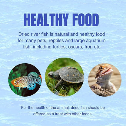 Amzey 2.3 oz Dried River Fish - Natural Food for Turtles, Terrapins, Reptiles and Large Tropical Fish
