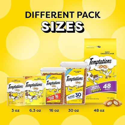 Temptations Classic Crunchy and Soft Cat Treats, Tasty Chicken Flavor, 3 oz. Pouch (Pack of 12)