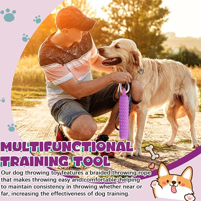 4 Pcs Dog Float Bumper Toy Training Bumper, Water Toys Dummy Outdoor 11 x 2 Inch Puppy Lightweight for Float on The Water Pool Fetch for Small, Medium, Large Dogs(Purple)