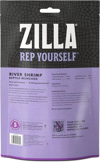 Zilla Reptile Food Munchies River Shrimp for Turtles, Salamanders, Axolotls, and Large Tropical Fish, 2-Ounce