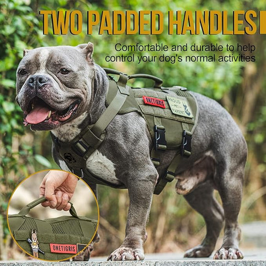 OneTigris Tactical Dog Harness for Small Dogs, Mesh Design Service Dog Vest Breathable Military Dogs Molle Vests with Handles, Harness for Walking Hiking Training