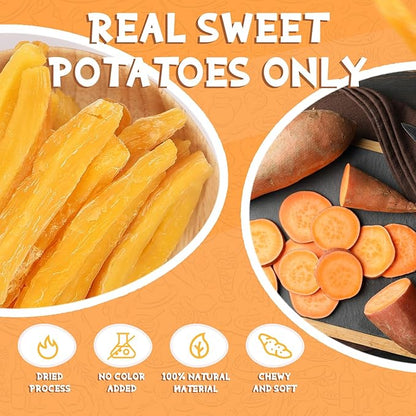 Sweet Potatoes Strips Dog Treats - Single Ingredient Soft Chews w/Taurine, Chewy Sticks for Small & Medium Dogs, Easy to Digest, 12.5oz
