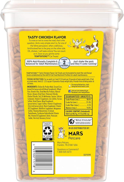 Temptations Classic Crunchy and Soft Cat Treats Tasty Chicken Flavor, 30 oz. Tub
