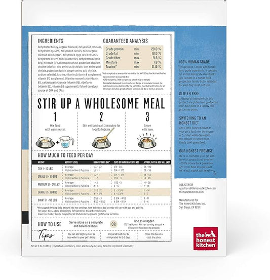 The Honest Kitchen Dehydrated Grain Free Turkey Dog Food, 7 lb Box