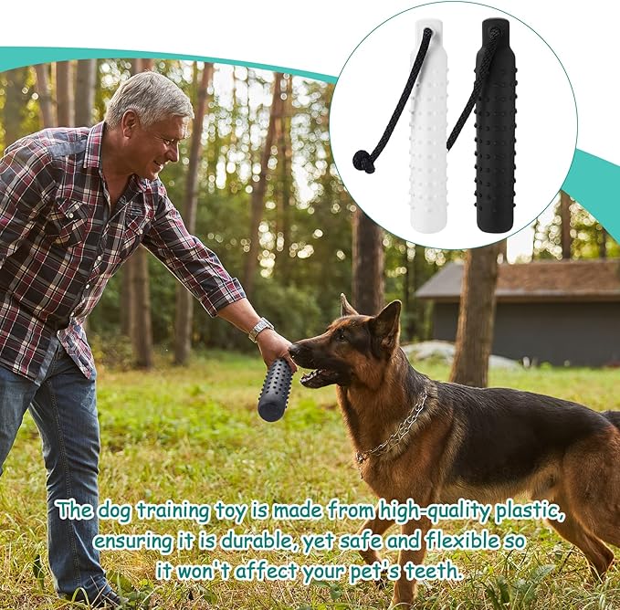 4 Pcs Dog Float Bumper Toy Training Bumper, Water Toys Dummy Outdoor 11 x 2 Inch Puppy Lightweight for Float on The Water Pool Fetch for Small, Medium, Large Dogs(White and Black)