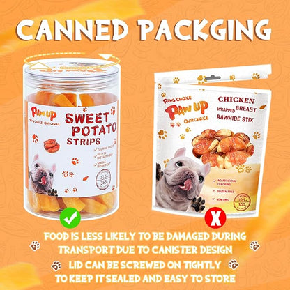 Sweet Potatoes Strips Dog Treats - Single Ingredient Soft Chews w/Taurine, Chewy Sticks for Small & Medium Dogs, Easy to Digest, 12.5oz