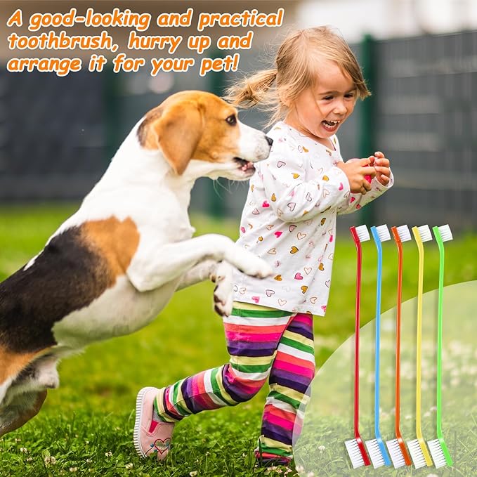 Honeydak Dog Toothbrush Bulk Dual Headed Dental Brushes Dogs Tooth Brushing Kit Long Handle Pet Tooth Brush for Puppy Large Small Cats and Most Pets Teeth Cleaning Dental Supplies(70 Pcs,Multicolor)
