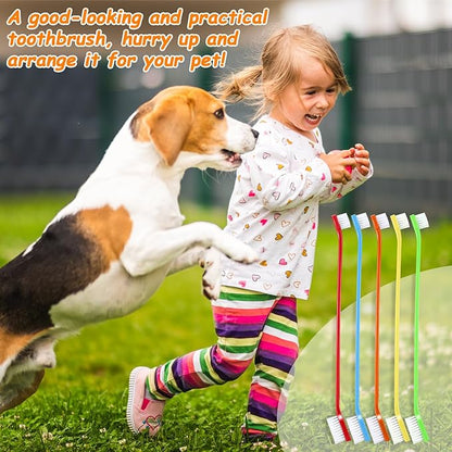 Honeydak Dog Toothbrush Bulk Dual Headed Dental Brushes Dogs Tooth Brushing Kit Long Handle Pet Tooth Brush for Puppy Large Small Cats and Most Pets Teeth Cleaning Dental Supplies(70 Pcs,Multicolor)