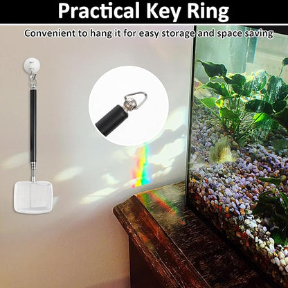 Aquarium Shrimp Net, Shrimp Skimming Aquarium Nets with Extendable Stainless Steel Handle Fish Net for Fish Tank Aquariums Small Ponds Baby-Fish Food Residue Debris, Retractable 7.5-21 Inches Long