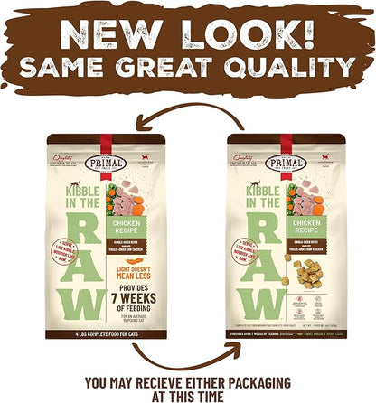 Primal Kibble in The Raw, Freeze Dried Cat Food, Chicken, Scoop & Serve, Made with Raw Protein, Whole Ingredient Nutrition, Crafted in The USA, Dry Cat Food, 64 Ounce (4 lb) Bag