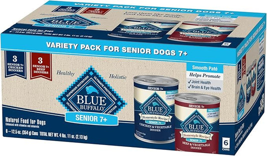 [Blue Buffalo] Beef and Chicken Variety Pack (12.5-oz Cans, 3 of Each Flavor)