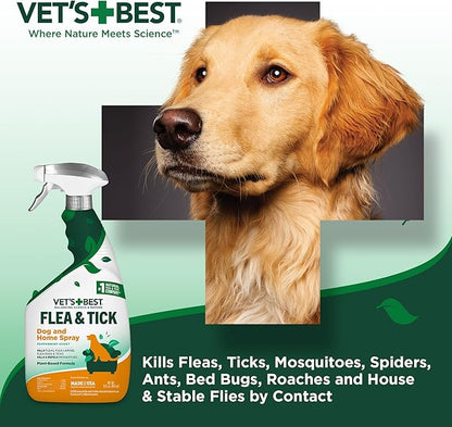 Vet’s Best Flea and Tick Home Spray – Plant-Based Flea and Tick Treatment for Dogs and Indoor Use – Natural Spray with Essential Oils for Flea Control in Home – 32 oz Bottles, 2 Pack