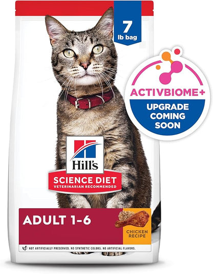 Hill's Science Diet Adult 1-6, Adult 1-6 Premium Nutrition, Dry Cat Food, Chicken Recipe, 7 lb Bag