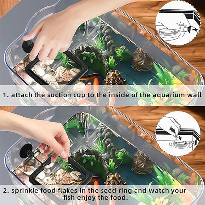 2 Pcs Small Fish Feeding Ring, Floating Food Feeder with Strong Suction Cup Aquarium Feeding Ring for Floating Aquariums and Fish Tanks