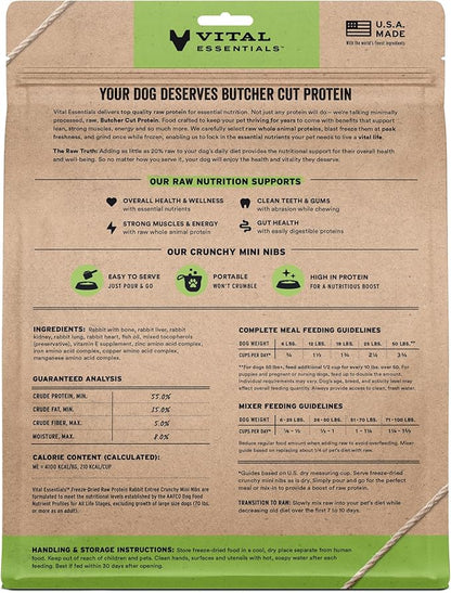 Vital Essentials Freeze-Dried Raw Rabbit Meal or Mixer Dog Food Crunchy Mini Nibs, 25 oz