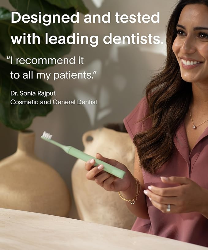 SURI 1.0 Sonic Electric Toothbrush with UV Cleaning Travel Case | 40+Day Battery | Designed in California | Electric Toothbrush for Adults | Travel Toothbrushes | Tooth Brush | Green