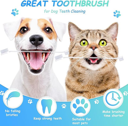 Honeydak Dog Toothbrush Bulk Dual Headed Dental Brushes Dogs Tooth Brushing Kit Long Handle Pet Tooth Brush for Puppy Large Small Cats and Most Pets Teeth Cleaning Dental Supplies(70 Pcs,White)