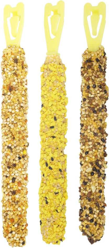 Vitakraft Crunch Sticks Variety Pack: Orange & Apricot, Egg & Honey, Sesame & Banana Flavors for Parakeets, 2.4 oz (Pack of 2)