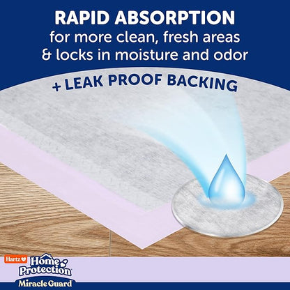New! Hartz Home Protection Miracle Guard Lavender Scented USA Made Dog Pads, Regular Size 50 Count, 24 Hour Use, Won't Leak and Odor Eliminating
