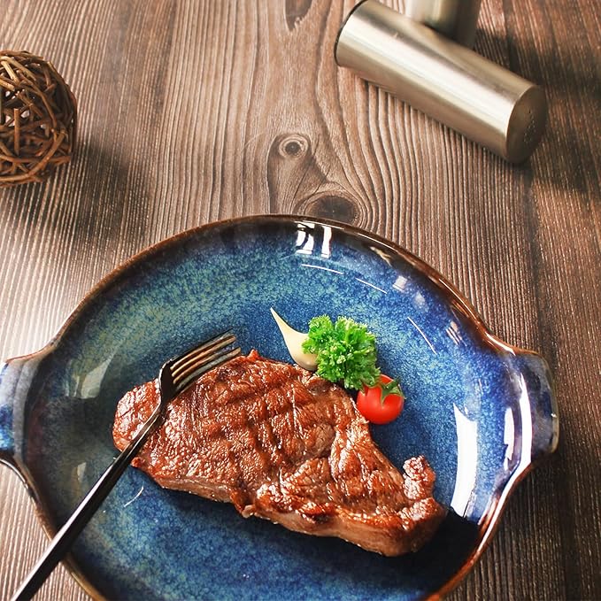 Ceramics Au Gratin baking Dishes Set of 2, Baking Tray Bake ware, 10.5 oz Ramekins, for Pie Pan, Appetizer, Tart, Dessert, Quiche, Oven Small dish, individual dishes, Round 9 Inch