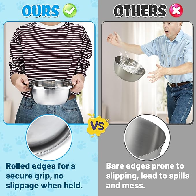 2 Pcs 0.5 Gallon Dog Bowls for Small Dogs - Food Grade Stainless Steel Metal Water Bowl, Easy to Clean Food Bowls for Indoor Outdoor