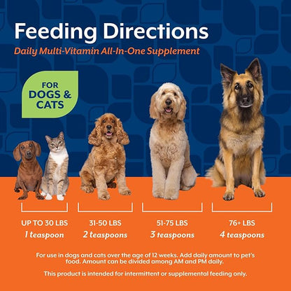 NaturVet All-in-One Dog Supplement - for Joint Support, Digestion, Skin, Coat Care – Dog Multivitamins with Minerals, Omega-3, 6, 9 – Wheat-Free Vitamins for Dogs – 13-Ounce Powder