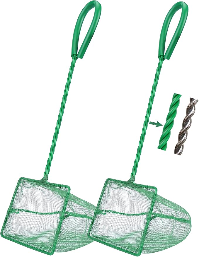2 Pcs Aquarium Fish Net, 4 inches Fine Mesh Quick Catch Fish Net for Fish Tank Betta Fishing Net