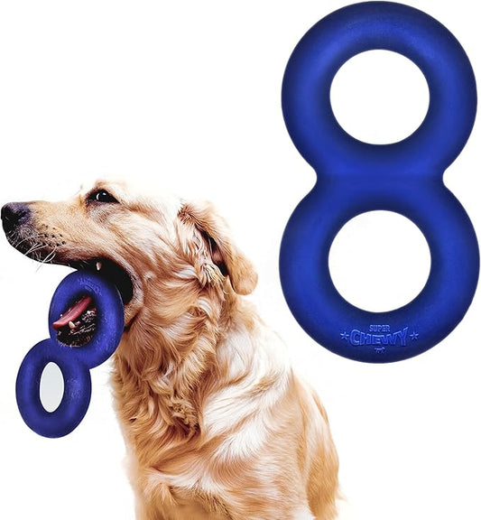 SuperChewy Tough Dog Double Ring Toy | Lifetime Replacement | Strong Natural Rubber | Great Dog Pull Toy for Exercise | Tug Toys for Dogs | Ultra Durable Chew Toys for Aggressive Chewers