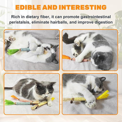 12pcs Natural Catnip Chew Toys for Kittens Teeth Cleaning,Silvervine Sticks, Increase Appetite, Calm Anxiety and Stress, Aggressive Chewers Toy