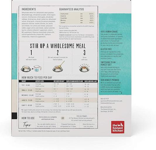 The Honest Kitchen Dehydrated Grain Free Fish Dog Food, 4 lb Box