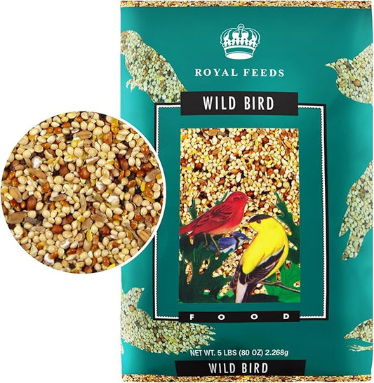 Wild Bird Seed 5 Lbs, Premium Mixed Wild Birdseeds, Nut Free Mix Feed, Nutrient-Rich Birdseeds, Supports Daily Energy Growth & Healthy Balanced Diet, Bird Seed for Outside Feeders