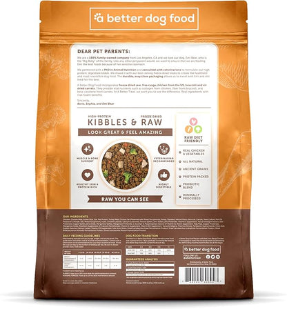 A Better Dog Food | Chicken Dry Dog Food | Raw You Can See | High Protein Kibble + Freeze Dried Raw Dog Food