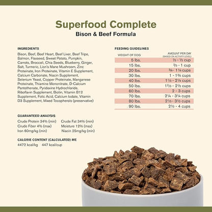 Superfood Complete, Air-Dried Adult Dog Food - High Protein, Zero Fillers, Superfood Nutrition by Katherine Heigl (11.5 oz, Beef & Bison Formula)