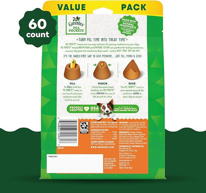 Greenies Pill Pockets for Dogs Large Size, Soft Dog Treats, Cheese Flavor, 15.8 oz. Pouch (60 Treats)