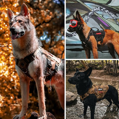 OneTigris Tactical Dog Harness for Small Dogs, No Pull Small Dog Vest Harness Breathable Military Dogs Molle Vest with Handles, Walking Hiking Training (Brown, XS)