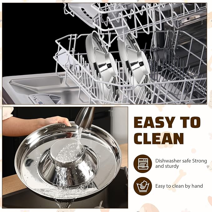 Zopeal 6 Pcs Stainless Steel Puppy Bowls 13.4'' Puppy Feeder Dog Water Food Feeding Bowl for Multiple Weaning Small Dogs Cats, Pet Eating at The Same Time, Cylinder Style