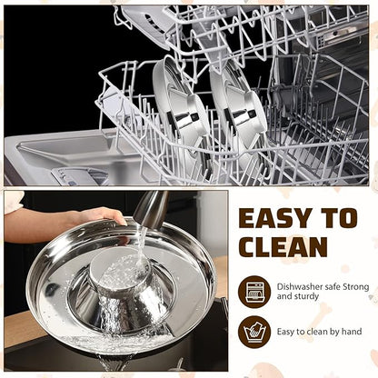 Zopeal 6 Pcs Stainless Steel Puppy Bowls 13.4'' Puppy Feeder Dog Water Food Feeding Bowl for Multiple Weaning Small Dogs Cats, Pet Eating at The Same Time, Cylinder Style