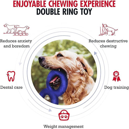 SuperChewy Tough Dog Double Ring Toy | Lifetime Replacement | Strong Natural Rubber | Great Dog Pull Toy for Exercise | Tug Toys for Dogs | Ultra Durable Chew Toys for Aggressive Chewers