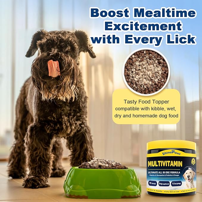 Dog Vitamins, Dog Multivitamin Powder, with Probiotics, Glucosamine, Omega 3, Support Gut, Joint & Mobility, Itch Skin & Coat, Minerals & Antioxidant for Immune Health, Daily Essential Dog Supplements