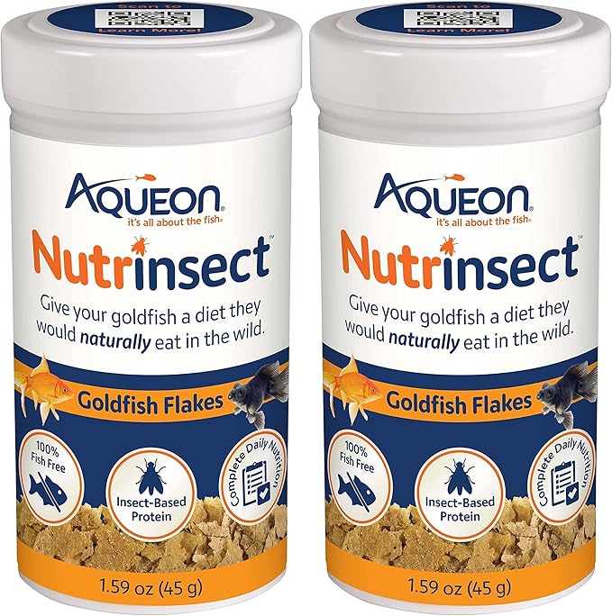Aqueon Nutrinsect Fish-Free Fish Food, Goldfish Flakes, 1.59 oz (Pack of 2)