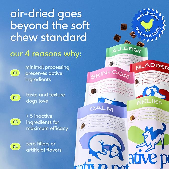 Native Pet Dog Allergy Chews - Dog Allergy Relief with Probiotics and Colostrum for Itchy Skin Relief to Support Seasonal Allergy and Healthy Immune System - All Natural Anti-Histamine - 120 Chews