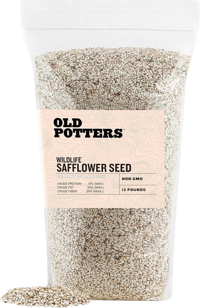 Wildlife Safflower Seed for Wildlife Bird Feeding, Non-GMO and USA Small Farm Grown, 12 lbs